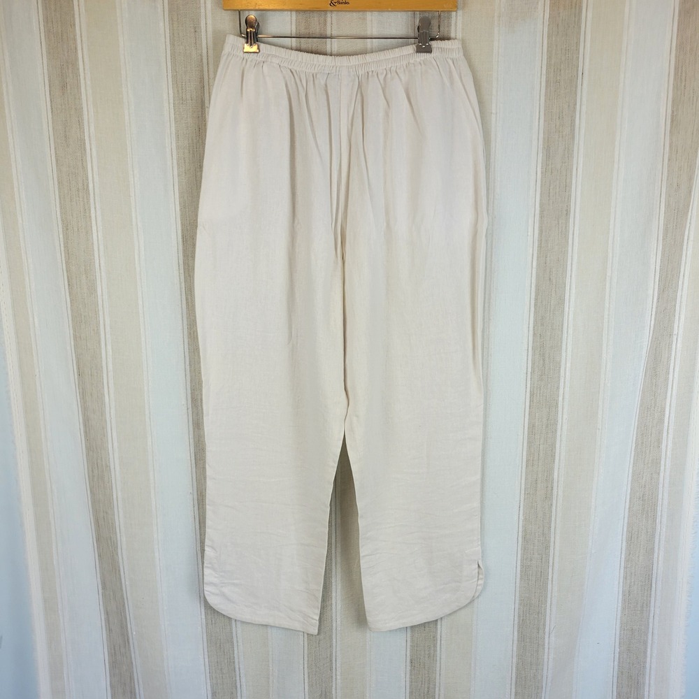 Susan‎ Graver Linen Blend Pull On Pants Size Large White - Picture 8 of 9